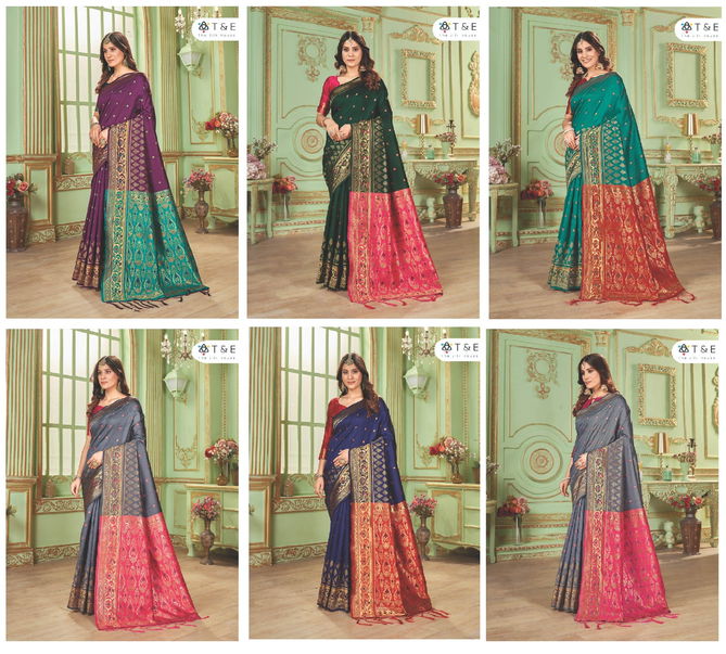 T And E Anika Silk Colors Party Wear Sarees Catalog